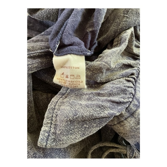 Hem & Thread Boho Peplum Top Size M Gray Washed Look Square Neck Cap Sleeve - Picture 6 of 6